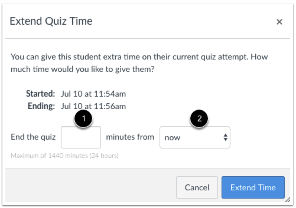 Extend Quiz Time for In Progress Quiz