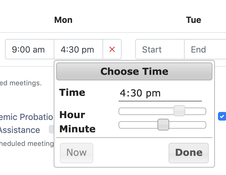 Schedule End Time of Availability