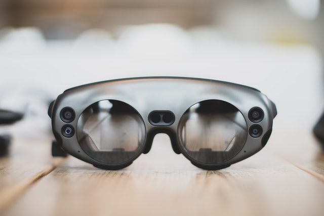 Virtual Reality Tech glasses on table