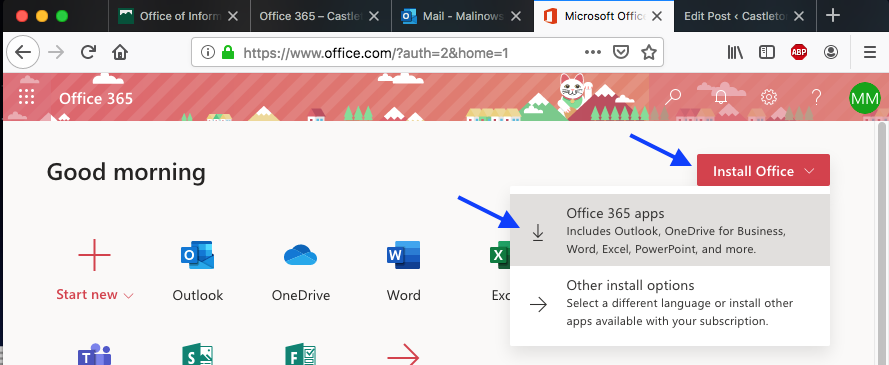 Installing Office from Office 365 – Castleton Information & Educational  Technology