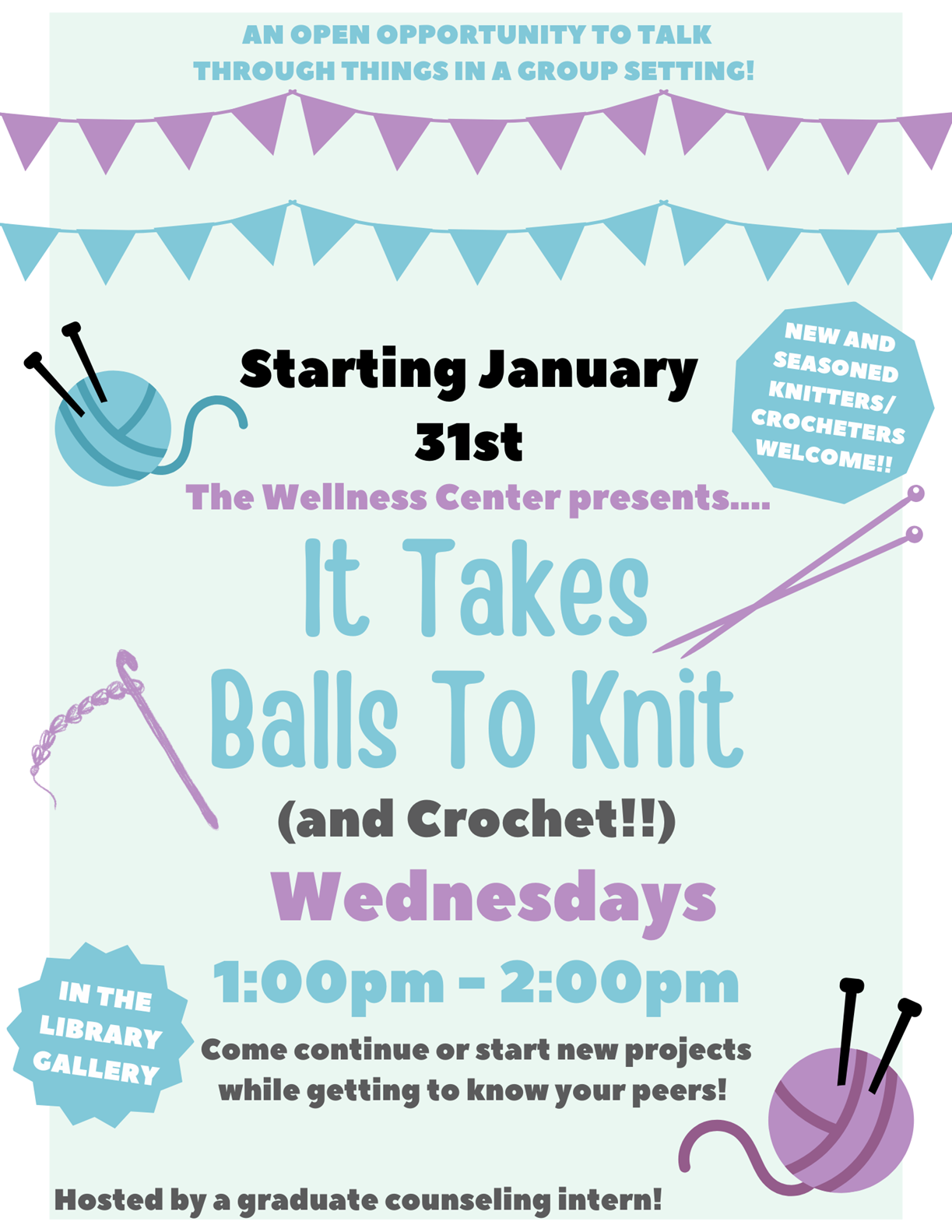 Crochet and Knitting Wednesdays in the Library!